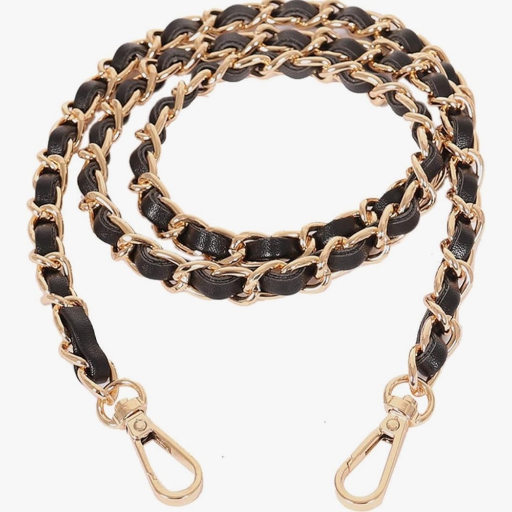 Chain & Faux Leather Purse Strap